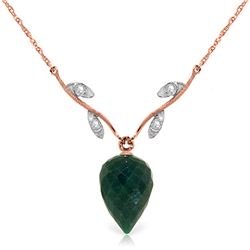 Genuine 12.92 ctw Green Sapphire Corundum & Diamond Necklace Jewelry 14KT Rose Gold - REF-42T2A