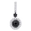 Image 1 : 0.50 CTW Black Color Diamond Cluster Pendant 10KT White Gold - REF-26H9M