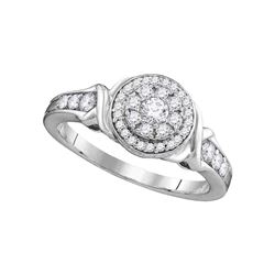 0.49 CTW Diamond Solitaire Halo Bridal Engagement Ring 10KT White Gold - REF-52W4K