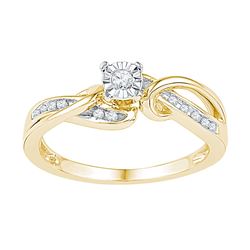 0.12 CTW Diamond Solitaire Bridal Engagement Ring 10KT Yellow Gold - REF-19H4M