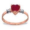 Image 1 : Genuine 1.03 ctw Ruby & Diamond Ring Jewelry 14KT Rose Gold - REF-34Z6N