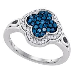 0.46 CTW Blue Color Diamond Cluster Ring 10KT White Gold - REF-41X9Y