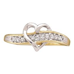 0.05 CTW Diamond Heart Love Ring 10KT Yellow Gold - REF-8F9N