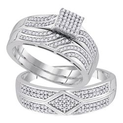 0.33 CTW His & Hers Diamond Matching Bridal Ring 10KT White Gold - REF-64W4K