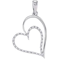 0.12 CTW Diamond Heart Pendant 10KT White Gold - REF-10H5M