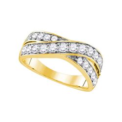 1 CTW Diamond Double Row Crossover Ring 14KT Yellow Gold - REF-94F4N