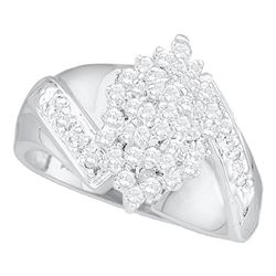 0.50 CTW Diamond Cluster Ring 14KT White Gold - REF-41K9W