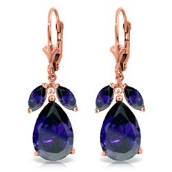 Genuine 10.30 ctw Sapphire Earrings Jewelry 14KT Rose Gold - REF-95P5H