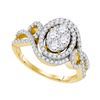 Image 1 : 1.07 CTW Diamond Oval Halo Cluster Bridal Engagement Ring 10KT Yellow Gold - REF-134M9H