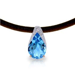 Genuine 6 ctw Blue Topaz Necklace Jewelry 14KT Rose Gold - REF-30Z5N