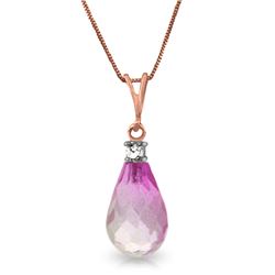 Genuine 2.3 ctw Pink Topaz & Diamond Necklace Jewelry 14KT Rose Gold - REF-22V8W