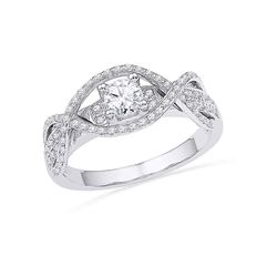 0.50 CTW Diamond Woven Bridal Engagment Anniversary Ring 14k White Gold - REF-64X4Y