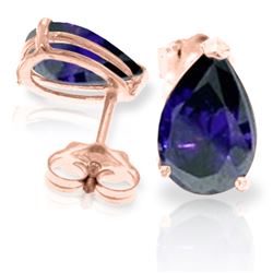 Genuine 3 ctw Sapphire Earrings Jewelry 14KT Rose Gold - REF-29F2Z