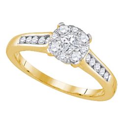 0.49 CTW Princess Diamond Cluster Bridal Engagement Ring 14KT Yellow Gold - REF-59X9Y