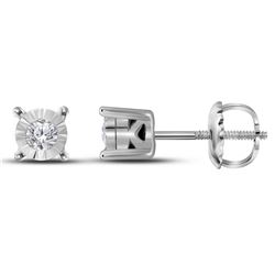 0.11 CTW Diamond Solitaire Stud Earrings 10KT White Gold - REF-12X2Y