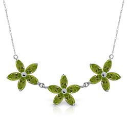 Genuine 4.2 ctw Peridot Necklace Jewelry 14KT White Gold - REF-60X7M