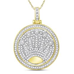 0.88 CTW Mens Diamond King Crown Charm Pendant 10KT Yellow Gold - REF-71K9W