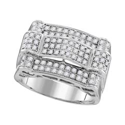 1 CTW Mens Diamond Symmetrical Arched Cluster Ring 10KT White Gold - REF-67H4M