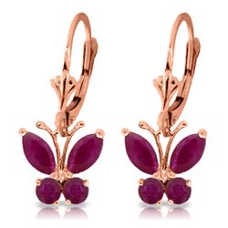 Genuine 1.24 ctw Ruby Earrings Jewelry 14KT Rose Gold - REF-41Y6F