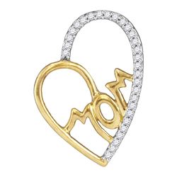 0.10 CTW Diamond Mom Mother Heart Pendant 10KT Yellow Gold - REF-14F9N