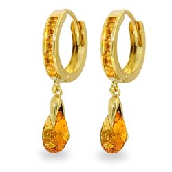 Genuine 3.3 ctw Citrine Earrings Jewelry 14KT Yellow Gold - REF-50P5H