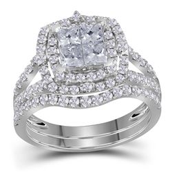 1.53 CTW Princess Diamond Bridal Engagement Ring 14KT White Gold - REF-134K9W