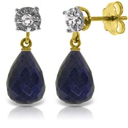 Genuine 17.66 ctw Sapphire & Diamond Earrings Jewelry 14KT Yellow Gold - REF-37A4K