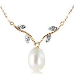 Genuine 4.02 ctw Pearl & Diamond Necklace Jewelry 14KT Yellow Gold - REF-26R7P