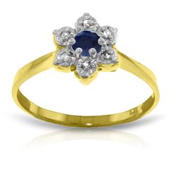 Genuine 0.19 ctw Sapphire & Diamond Ring Jewelry 14KT Yellow Gold - REF-30Z6N