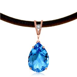 Genuine 6.01 ctw Blue Topaz & Diamond Necklace Jewelry 14KT Rose Gold - REF-32N3R