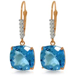 Genuine 7.35 ctw Blue Topaz & Diamond Earrings Jewelry 14KT Rose Gold - REF-57X3M