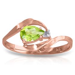 Genuine 0.41 ctw Peridot & Diamond Ring Jewelry 14KT Rose Gold - REF-26X6M