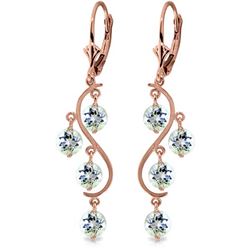 Genuine 4.5 ctw Aquamarine Earrings Jewelry 14KT Rose Gold - REF-66N2R