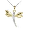 Image 1 : 0.03 CTW Diamond Dragonfly Winged Bug Insect Charm Pendant 10KT Yellow Gold - REF-7F4N