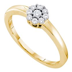 0.20 CTW Diamond Cluster Bridal Engagement Ring 14KT Yellow Gold - REF-26F9N