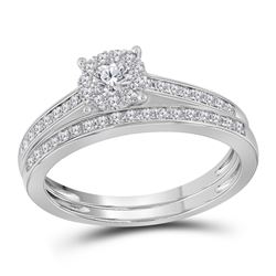 0.50 CTW Diamond Halo Bridal Wedding Engagement Ring 14KT White Gold - REF-59X9Y