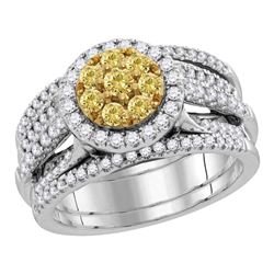 2.96 CTW Yellow Diamond Bridal Engagement Ring 14KT White Gold - REF-344W9K