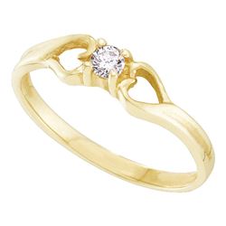 0.10 CTW Diamond Solitaire Heart Promise Bridal Ring 10KT Yellow Gold - REF-13X4Y