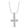 Image 1 : 0.08 CTW Diamond Small Scalloped Cross Pendant 10KT White Gold - REF-6N2F