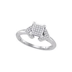 0.10 CTW Diamond Square Cluster Ring 10KT White Gold - REF-14F9N