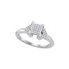 Image 1 : 0.10 CTW Diamond Square Cluster Ring 10KT White Gold - REF-14F9N