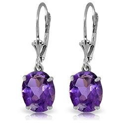 Genuine 6.25 ctw Amethyst Earrings Jewelry 14KT White Gold - REF-41F2Z