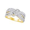 Image 1 : 1.51 CTW Pave-set Diamond Crossover Strand Ring 14KT Yellow Gold - REF-139K5W