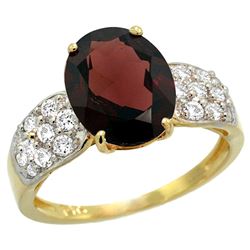 Natural 2.75 ctw garnet & Diamond Engagement Ring 14K Yellow Gold - REF-61F4N