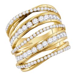 2.49 CTW Diamond Fashion Open Strand Cocktail Ring 14KT Yellow Gold - REF-217Y4X