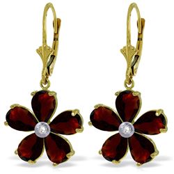 Genuine 4.43 ctw Garnet & Diamond Earrings Jewelry 14KT Yellow Gold - REF-49Y8F