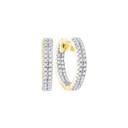 0.20 CTW Diamond Hoop Earrings 10KT Yellow Gold - REF-14F9N