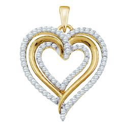 0.38 CTW Diamond Heart Love Pendant 10KT Yellow Gold - REF-34F4N