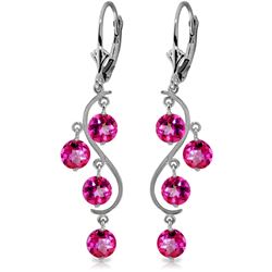 Genuine 4.95 ctw Pink Topaz Earrings Jewelry 14KT White Gold - REF-55P2H