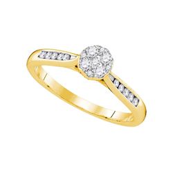 0.25 CTW Diamond Cluster Bridal Engagement Ring 14KT Yellow Gold - REF-30F2N